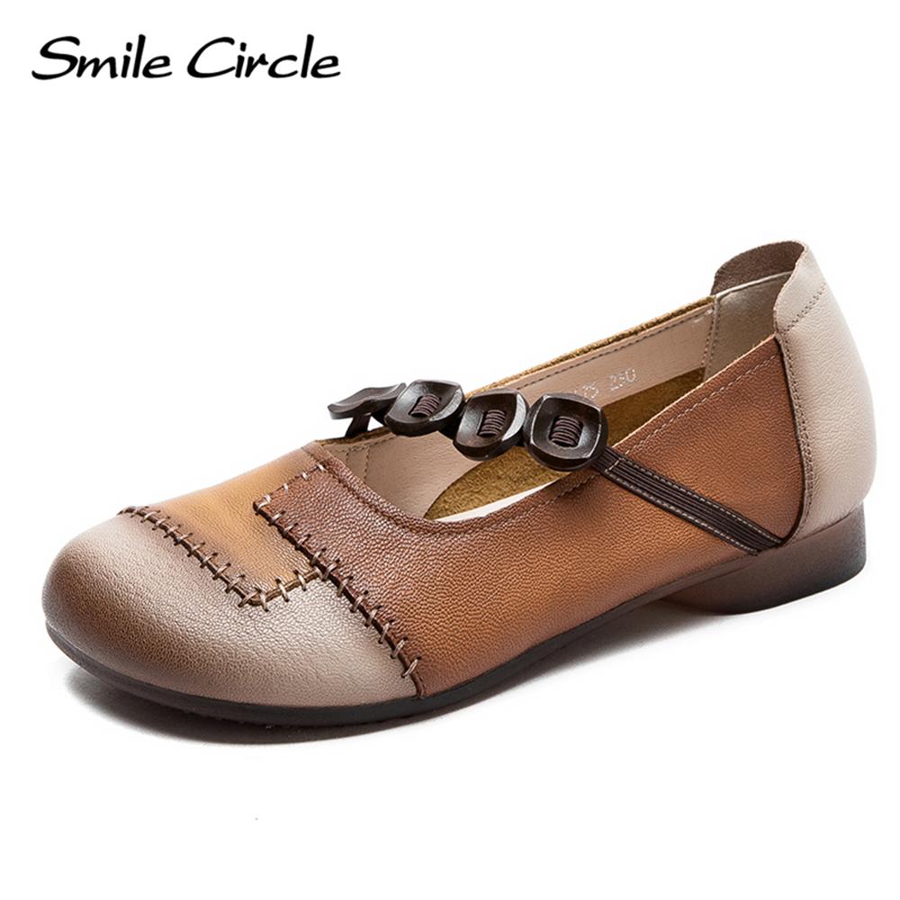 

Женские туфли на плоской подошве из натуральной кожи, сандалии с мягкой подошвой и круглым носком, модная повседневная обувь в стиле ретро 35 коричневый