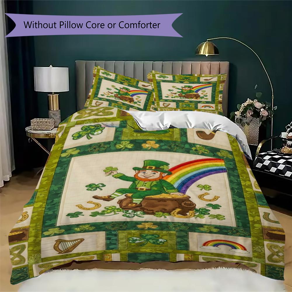 Coins&Rainbows Pattern Bedding Uilt Set Uilt Cover Pillowcase Home Decoration Birthday Gift (1 * Duvet Cover + 2 * Pillowcase  Without Core)116