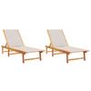 2 Piece Sun Lounger Set Grey Solid Acacia Wood and Textilene