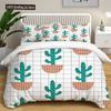 Green Cactus Potted Duvet Cover Set King Size Polyester Comforter Cover Cartoon Green Plant Cute Kawaii For Kid Boy Bedding Set