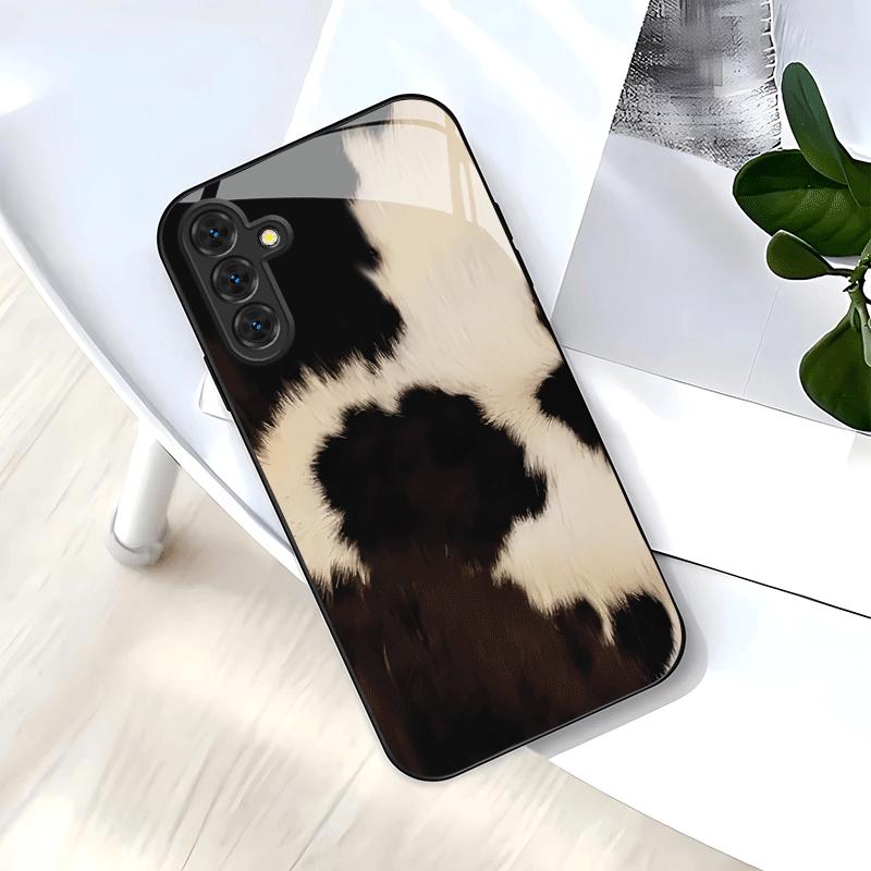 Electroplated Glass Phone Case Suitable for Samsung Galaxy S26 S25 S24 S23 S22 S20 S11 S10 FE Ultra Plus Anti Drop Cow Pattern