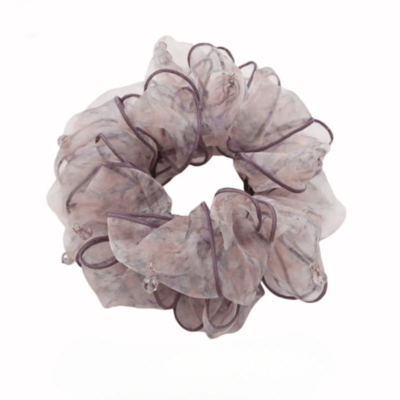 New Style Elegant Hairband - Ethereal Spring Fairy Double-layer Net-sheen Flower Hairpin for Girls with Low Ponytail Hair Ties and Leather Bands