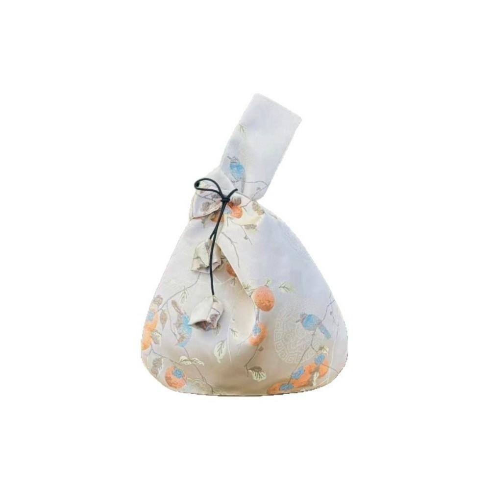 Portable Lightweight New Chinese Style Handbag Soft Texture Elegant Look Tassel Knot Wrist Bag Multifunctional Gift Bag