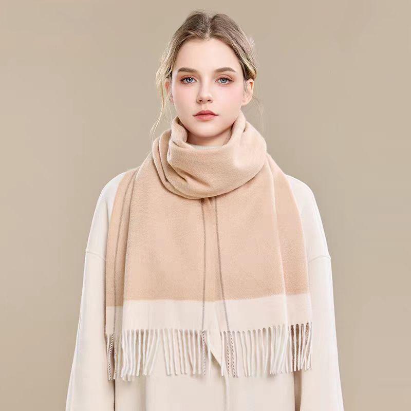 European And American High-Quality 100% Wool Scarf For Women Winter Double-Sided Border Design High-End Feel Versatile Large