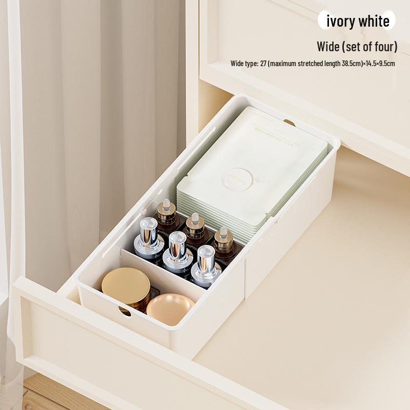 Telescopic Drawer Organizer with Built-in Compartments for Cosmetics and Lipstick