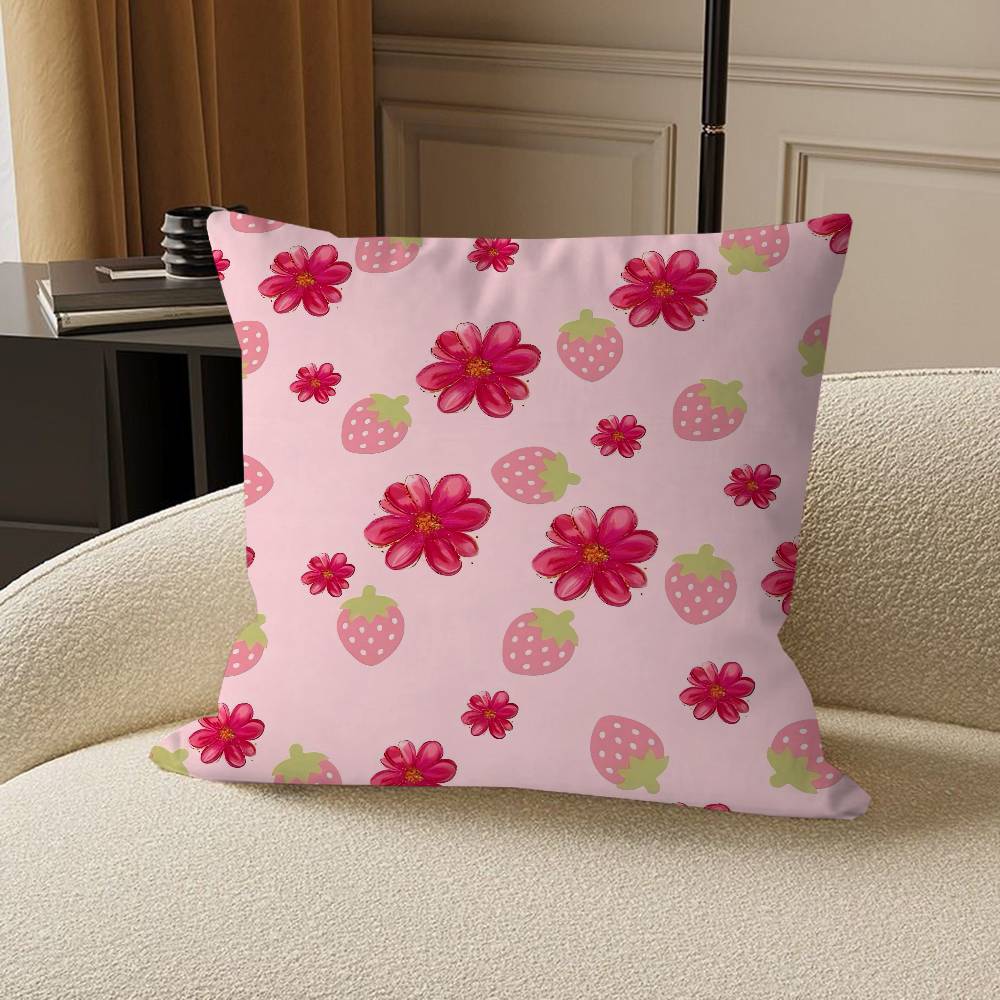 Cute Strawberry Maple Design Cushion Cover Happy Autumn Harvest Decor Holiday Decorati Pillow Cover