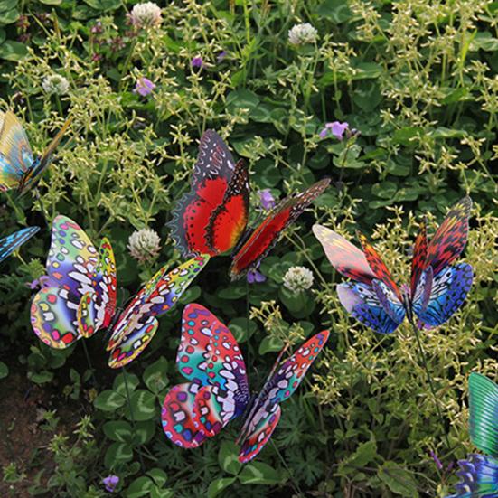 50Pcs Butterfly Picks Outdoor Butterfly Garden Stakes Realistic Butterfly Decorations for Flower Pot Yard Indoor Planter Vase
