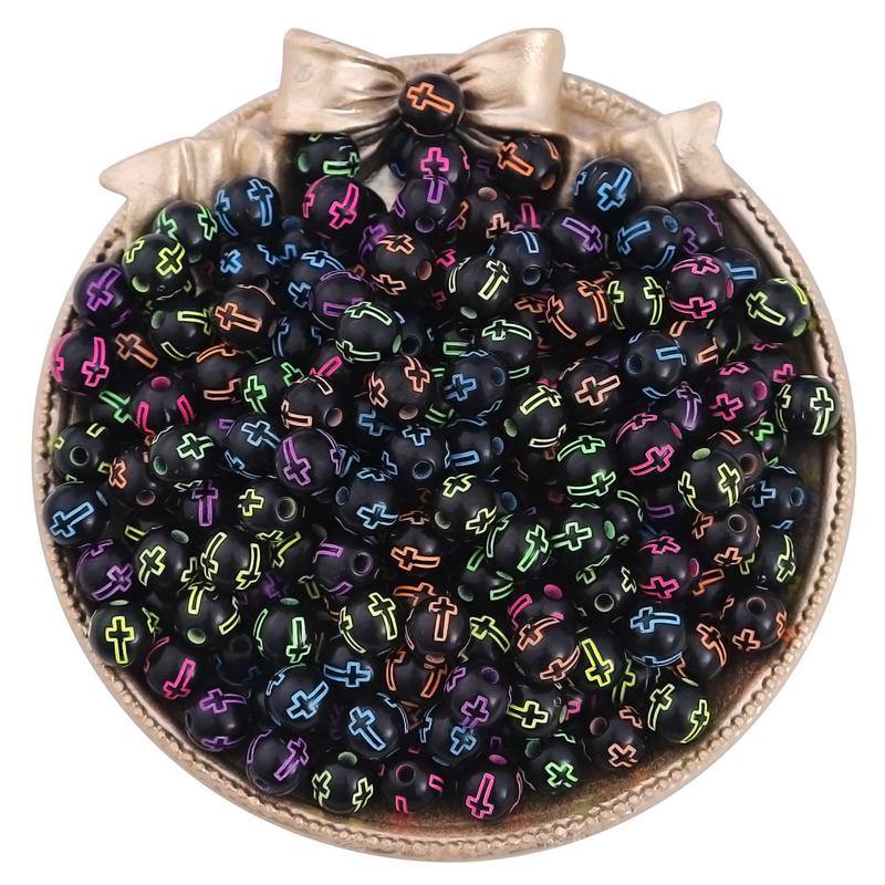 500g Acrylic Beads Cross Pattern Beads Loose Spacer Beads for Jewelry Making