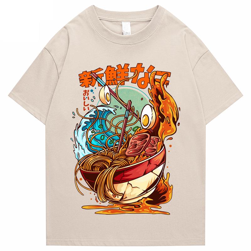 Japan Harajuku Dragon Noodle Unisexs Hip Hop T Shirt Monster T Shirt Streetwear Summer Top Tee Cotton T Shirt Hiphop T Shirt Unisex