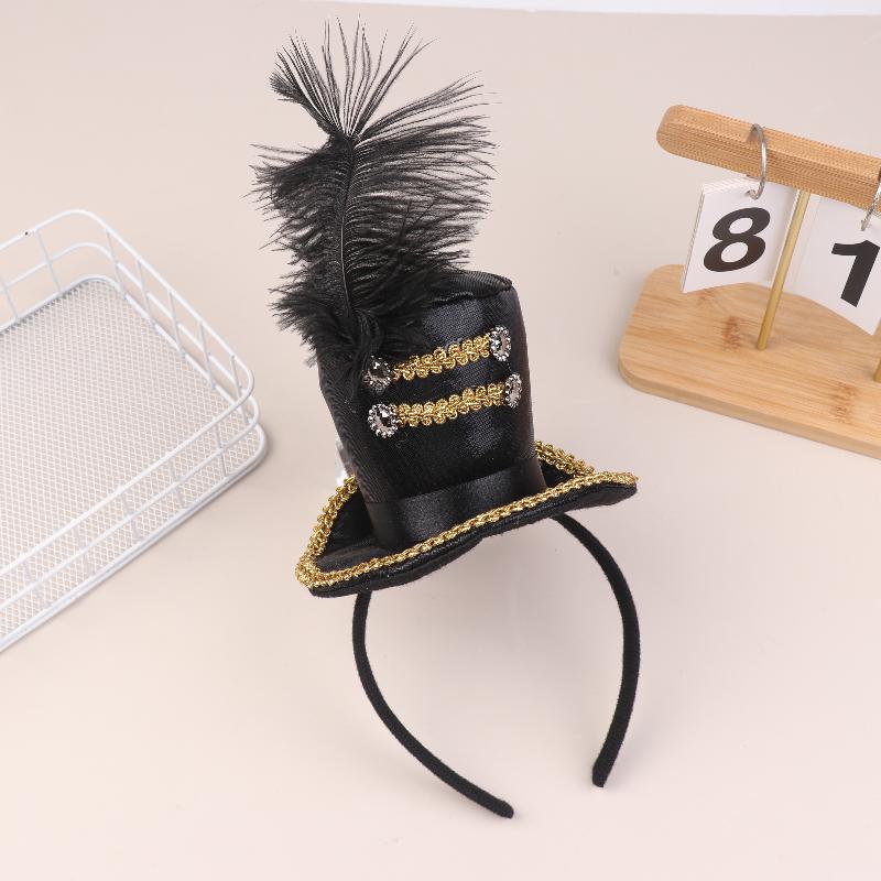 Mini Zylinder Federkappe Stirnband Zirkusdirektor Haarreif Cosplay Kostüm Haarreifen Kinder Erwachsene Haaraccessoires