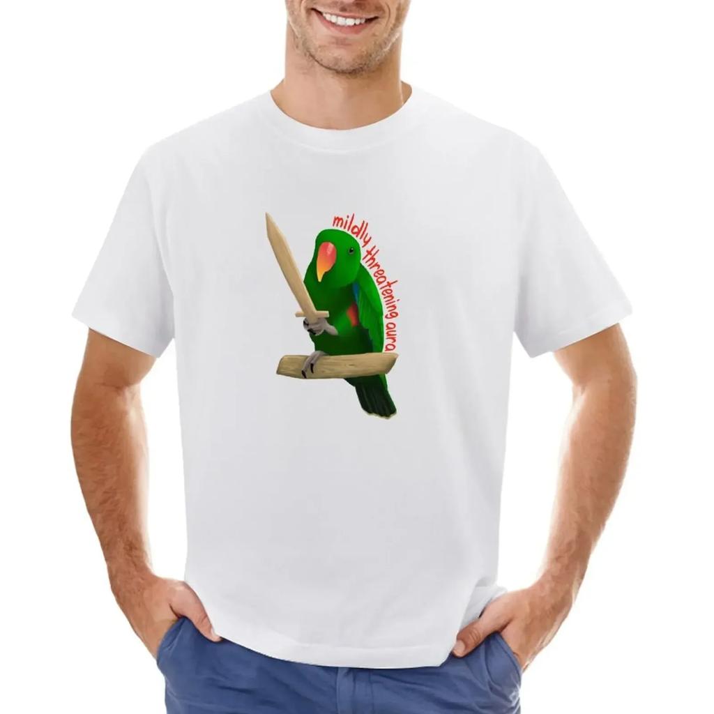Mildly Threatening Aura Eclectus T-shirt Plain Short Sleeve Tee Fruit of the Loom Mens T Shirts