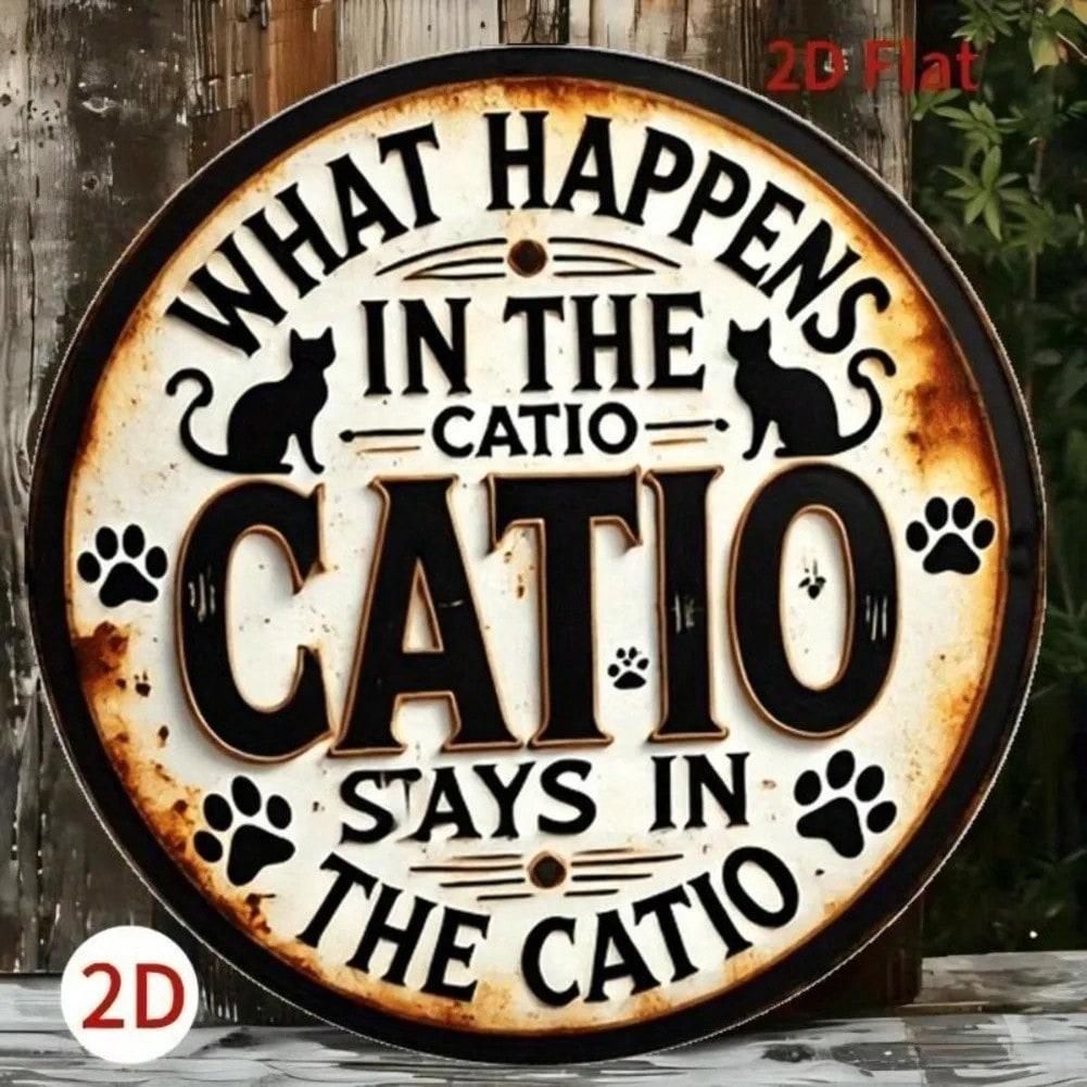 Wall Art Metal Sign Cat Silhouette Paw Print Aluminum Home Decor 20x20 разноцветный