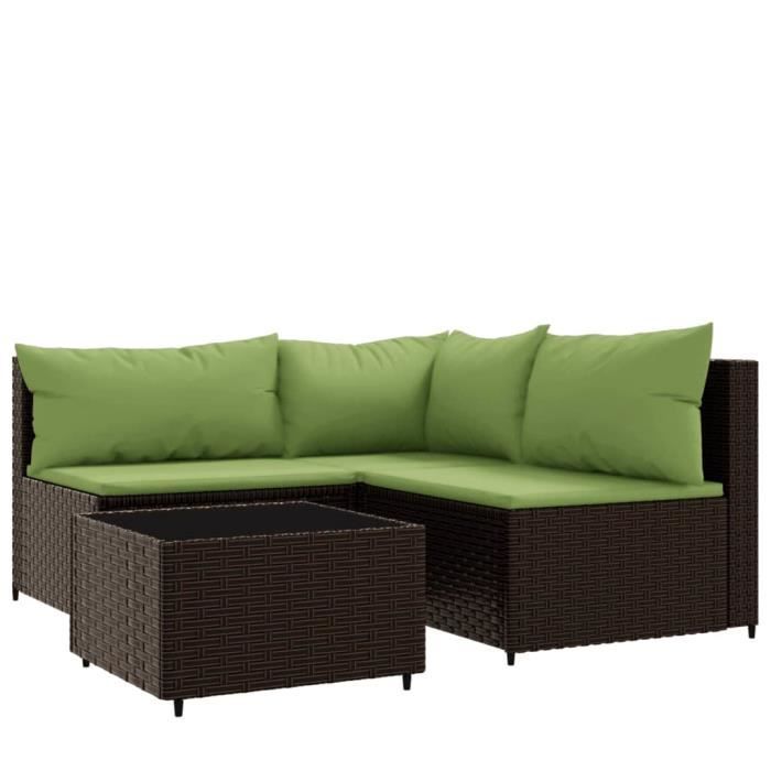 VidaXL Garden Lounge Set 4 Pcs with Cushions Brown Wicker 319829