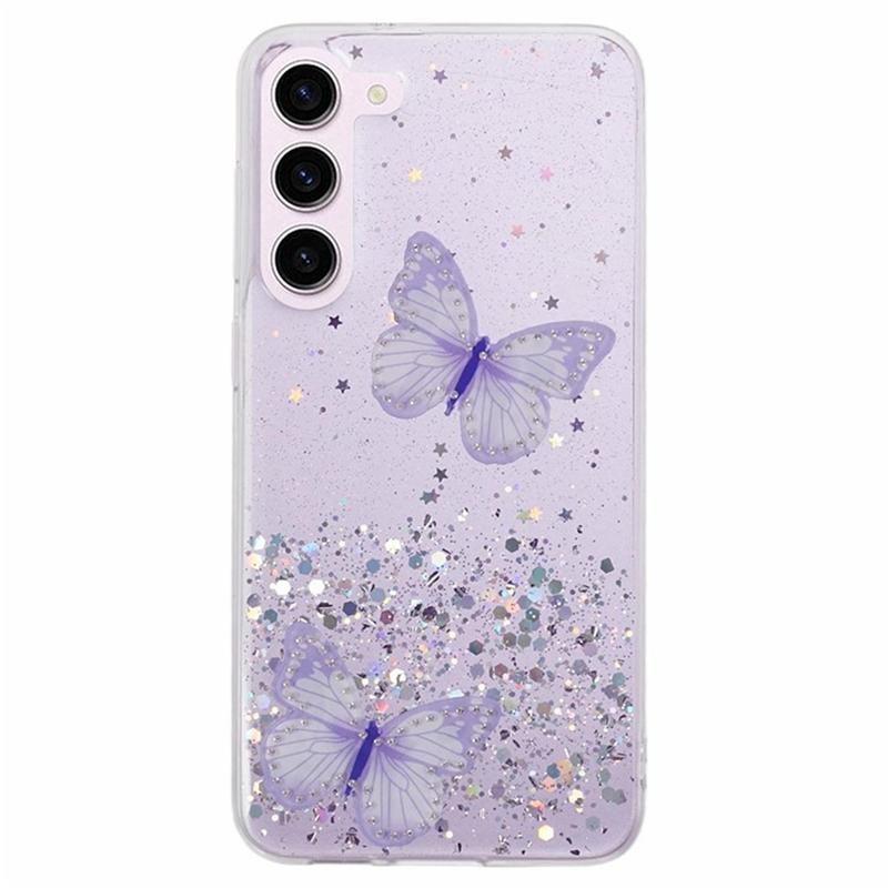 

WANLONFENG AW Series for Samsung Galaxy S23+ Case PVC Butterfly TPU Phone Cover with Screen Protector Purple