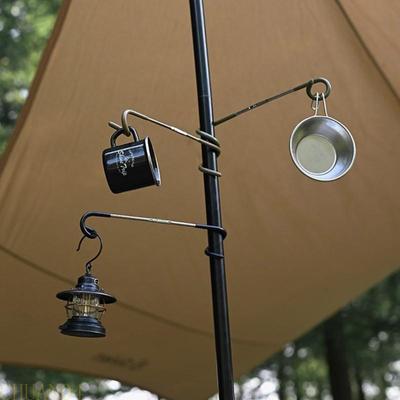 1 st dubbelsidig förvaringskrok mångsidiga campinglyktor hängare hållbar metall lätt lampkrok för utomhuscamping