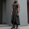INCERUN Men Sleeveless Zip-up Decorative Buttons Casual Long Cardigan Waistcoats