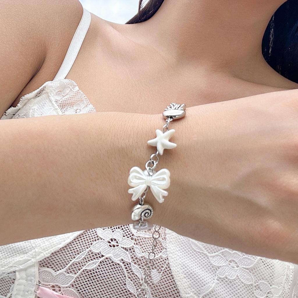 Pastoral Pearl Bow Fringed Bracelet LolitaBracelet Sweet Heart Hand Jewelry