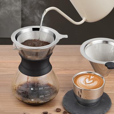 Stainless Steel Filter Screen Filter Cup Funnel Pour-over Coffee Pot Household Coffee Sharing Pot Glass Coffee Equipment