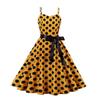 Vintage Polka Dot A Line Dress With 3d Pattern V Neck Sleeveless For Casual Wear