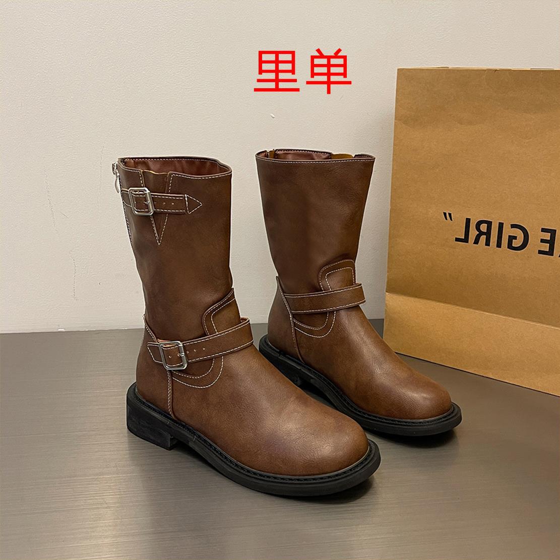 

Модные ботинки средней высоты на толстом каблуке, короткие ботинки, женские новые вестерн-сапоги Martin, женские ботинки на осень и зиму, ретро-стиль, рыцарские ковбойские сапоги 35