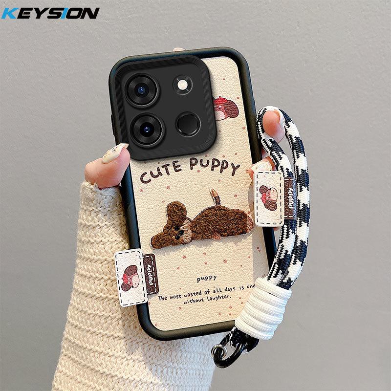 

KEYSION Мультяшный Милый Плюшевый Вышитый Чехол для TECNO Spark Go 2023 Pop 7 Pro со Шнурком Противоударный Чехол для Телефона для Infinix Smart 7 for Tecno Pop 7