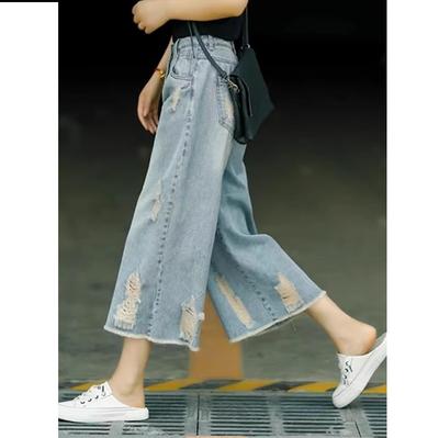 Ρετρό Φθαρμένα Σκισμένα Τζιν για Γυναίκες Το Καλοκαίρι, Λεπτά, Ψηλόμεσα, Φαρδιά Παντελόνια για Γυναίκες, Κοντά και Casual Κοντά Παντελόνια