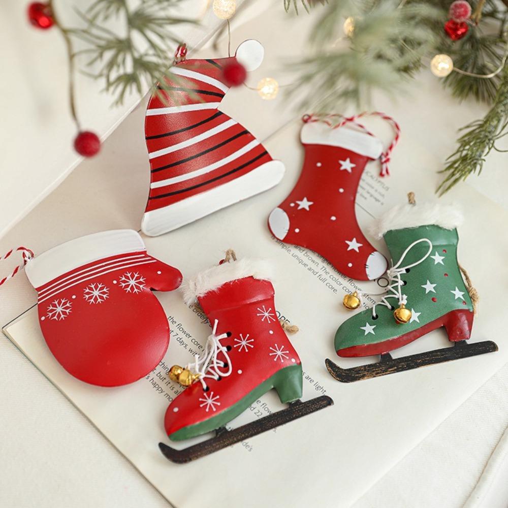 Iron Craft Christmas Ornament Boot Stocking and Hat Designs Delicate Christmas Decoration Handmade Hangging