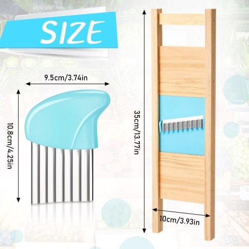 Set of 2 Wave Waffle Crinkle Cutter, Stainless Steel French Fry Cutter, Potato Slicer, Crinkle Chopper, Potato Lattice, Carrot Chip Maker, Kitchen Too