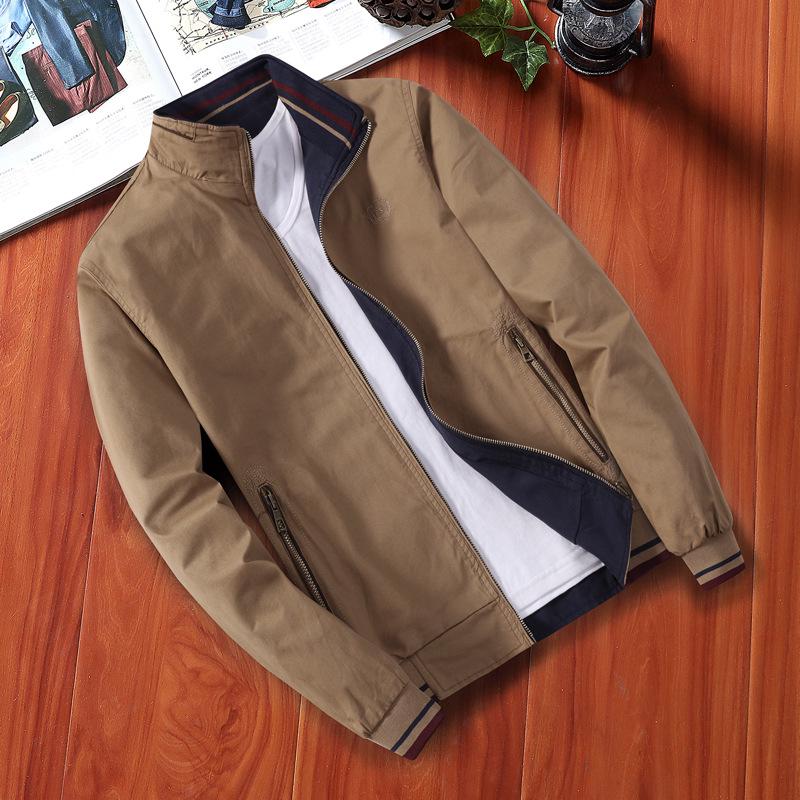 

Куртка среднего возраста и пожилая мужская деловая мужская повседневная куртка с воротником-стойкой Куртка двусторонняя одежда L