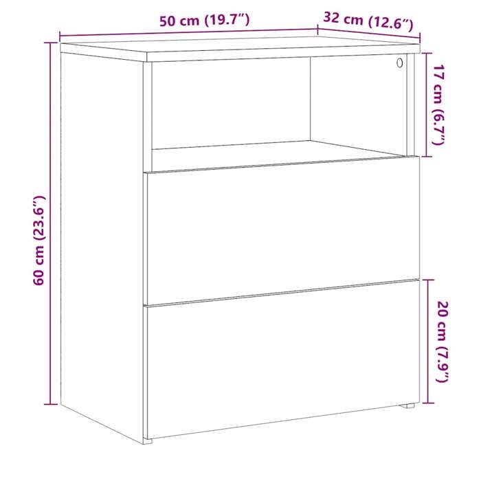 VidaXL Table de chevet chêne artisanal 50x32x60 cm bois d'ingénierie, armoire, meubles de chambre à coucher, support de 856566