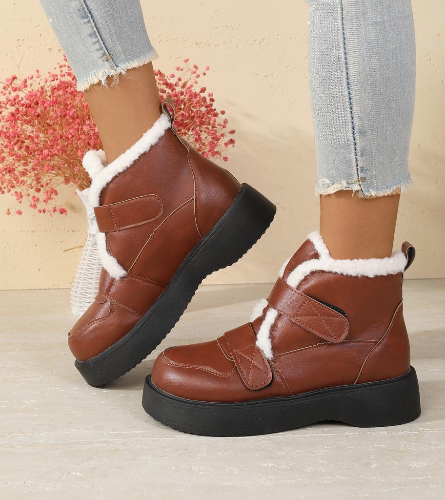 Damenstiefel im britischen Stil mit mittlerem Absatz, vielseitige, dicksohlige Stiefeletten für Frühling und Herbst, lässige Mid-Calf-Stiefel