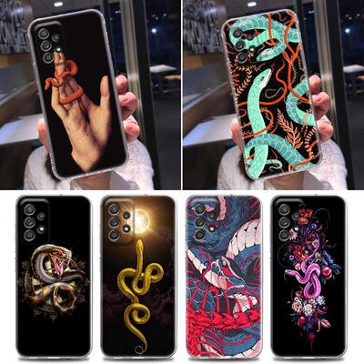Silicone Clear Case For Samsung Galaxy A52 A51 A53 A72 A71 A73 A32 A31 A33 A22 A11 Soft Cases Cover Hand Snake Flower Animals
