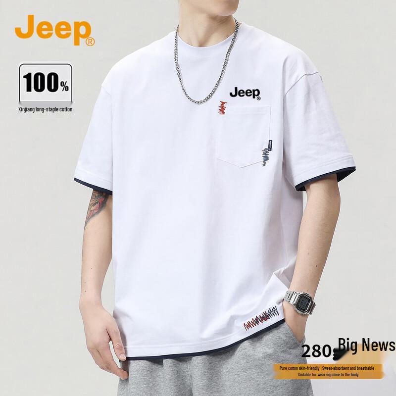 JEEP Men s Heavy Cotton Embroidered T-Shirt XL