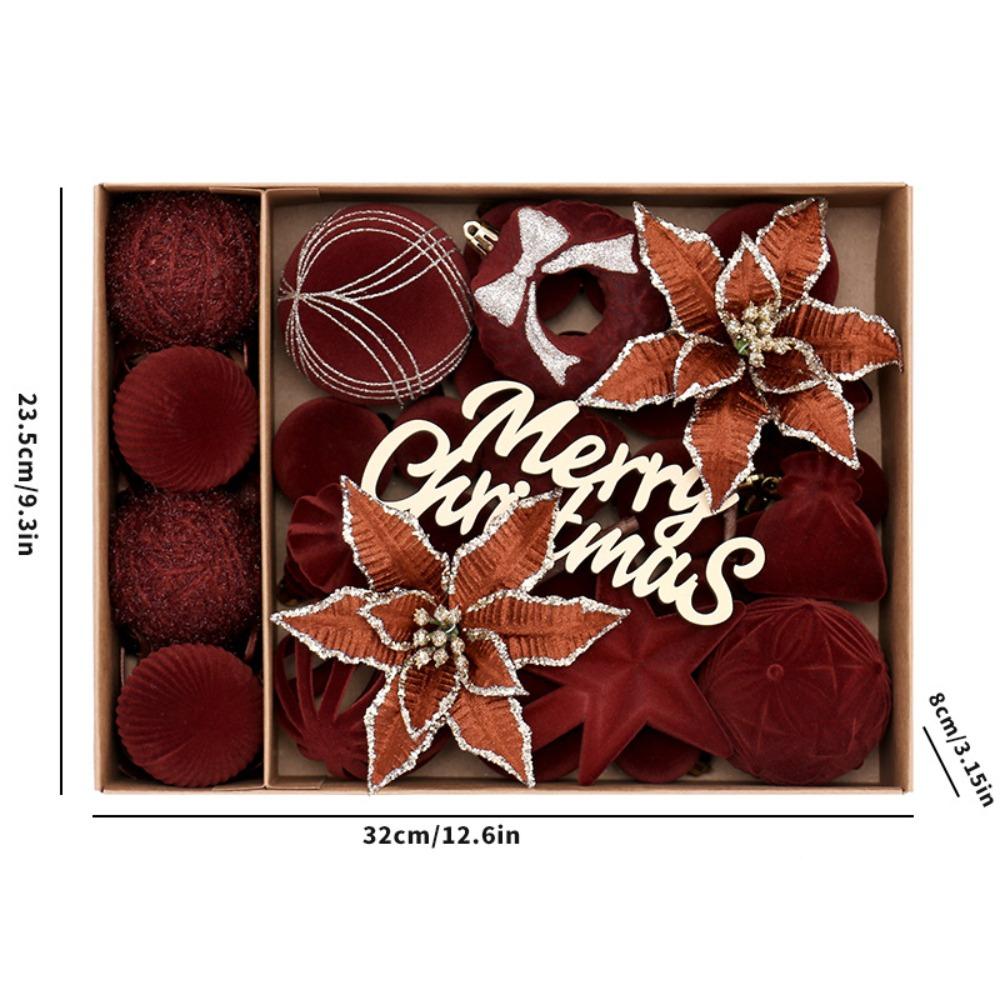 

Подвеска в виде цветочных рождественских шаров, полые пластиковые флокированные рождественские шары, поделки своими руками, разноцветное украшение для рождественской елки Other кофейный
