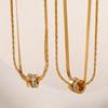 Popular Stacked Wind Plated 18K Gold Stainless Steel Necklace Women's Simple Gold Plated Necklace
