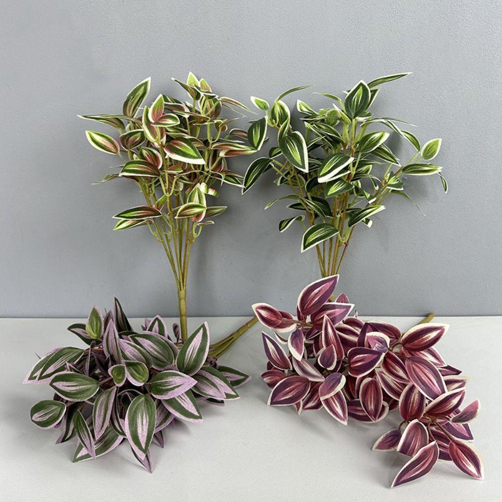 8 Heads Artificial Green Plant Realistic Lifelike Fake Plastic Plants Real Touch No Watering Simulation Greenery