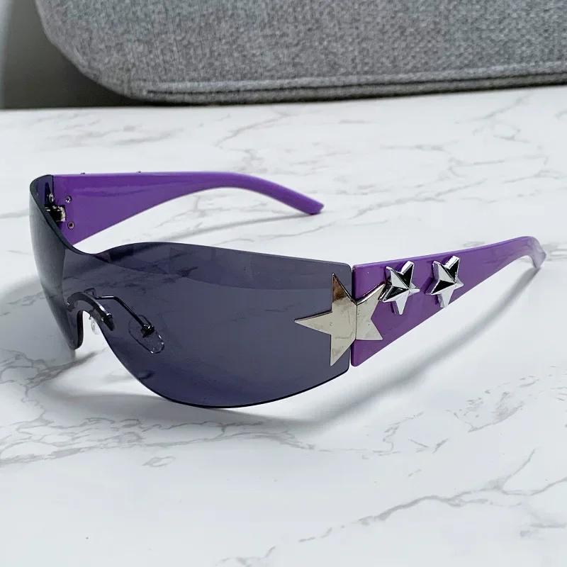 New Women's Fashion Y2K Sunglasses Star Decorative Large Frame Sun Glasses Outdoor Sports Cycling Eyewear UV400