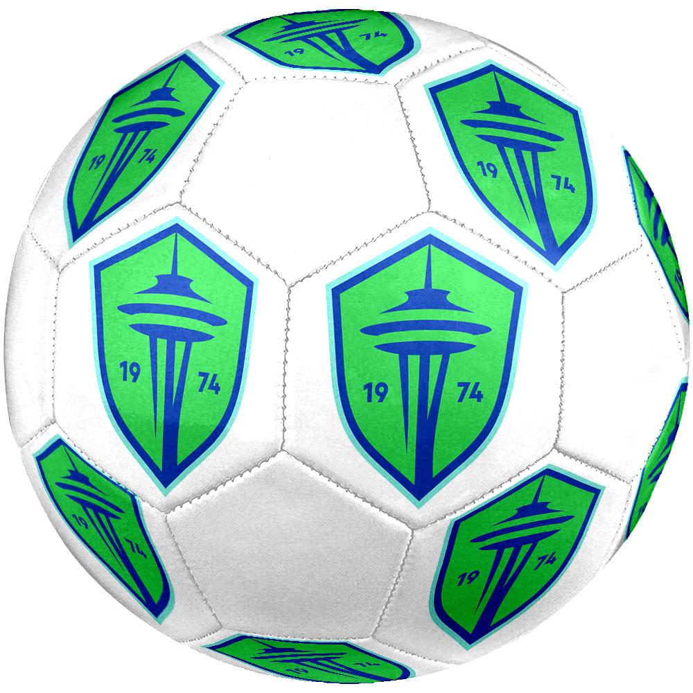 FC Seattle Sounders Size 5 Soccer Ball, Machine-Stitched PVC, Durable & High Bounce, All Ages Fit, fan merchandise, matches & outdoor use.