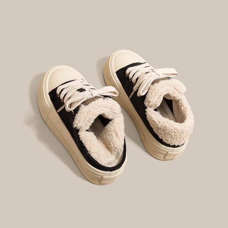 Winter niche warm design two wear board shoes women fleece leisure sports two cotton shoes women