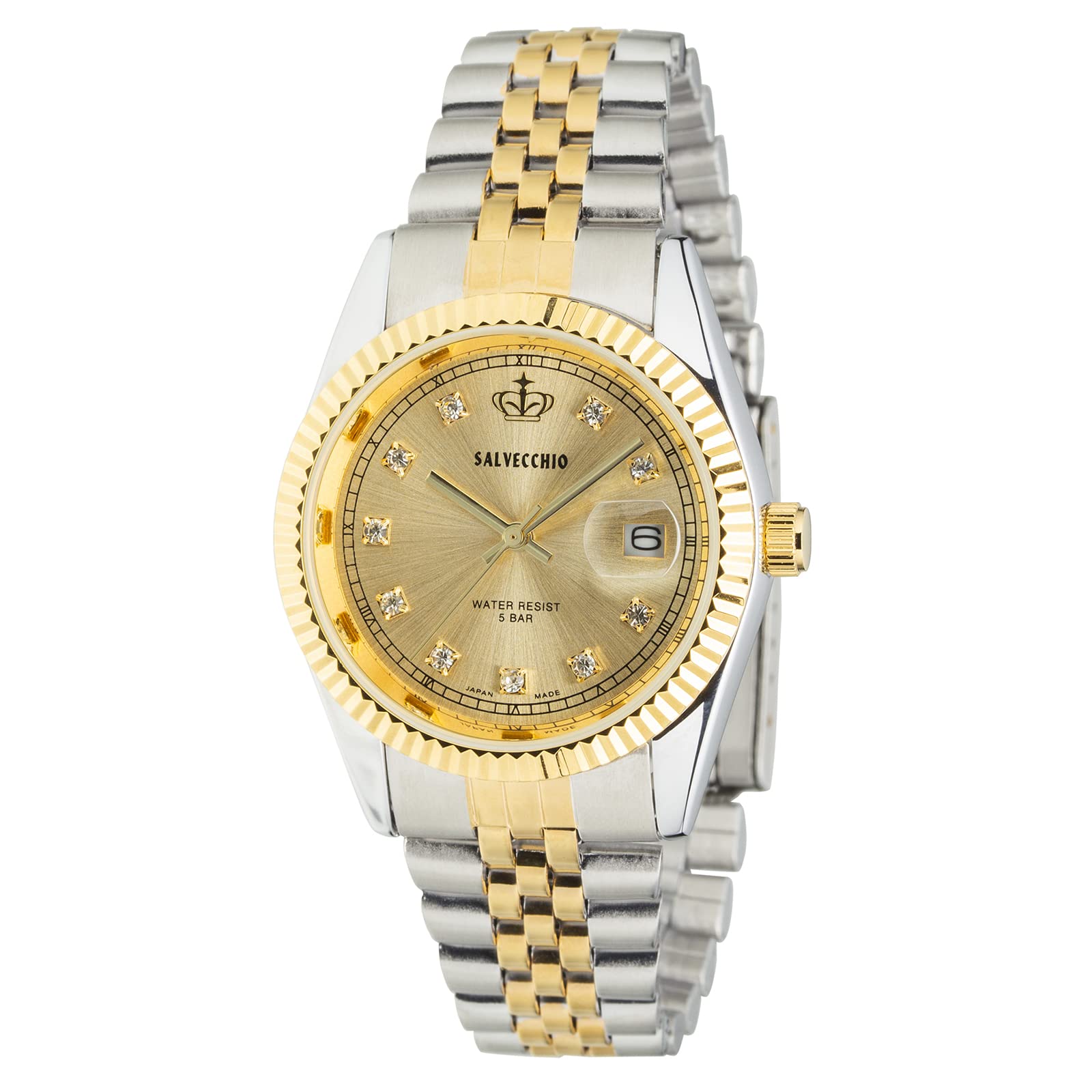 

[Clefer] Аналоговые наручные часы, Сделано в Японии, Водонепроницаемые, Дата, Металлический браслет, Золотые, 191489, Мужские, Золотые