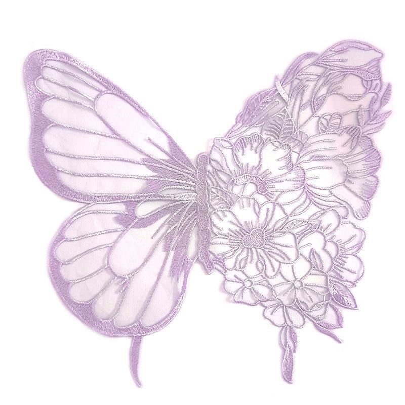Butterfly lace lace underwear accessories embroidery fake collar mesh embroidery clothing back collar chest lace accessories light purple