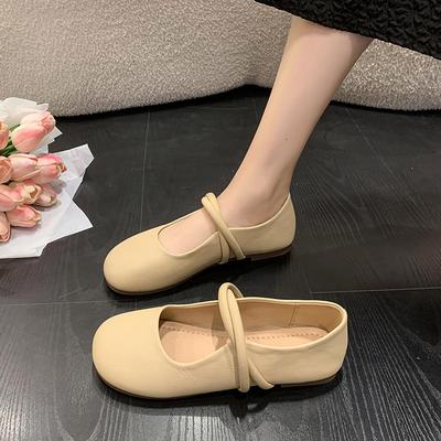 Type Shallow Mouth Single Shoes Women's 2025 New Autumn Method Soft-soled Flat Shoes Gentle Grandma Shoes Mary Jane Small Leather Shoes