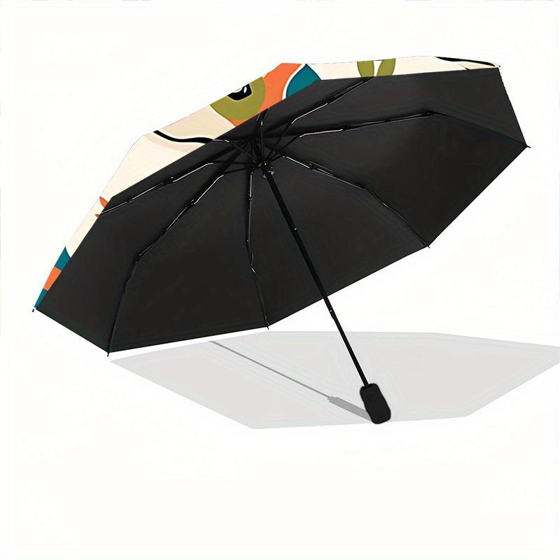 1pc Dogs Floral Automatic Open/close, Heavy-Duty Iron Frame & 8-Rib structure, Compact Folding Umbrella for Women/Men, All-Season Travel,  123
