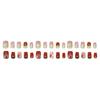 30Pcs Cat Eyes Gradient False Nails with Strawberry Polka Dot Pearl Design for Women