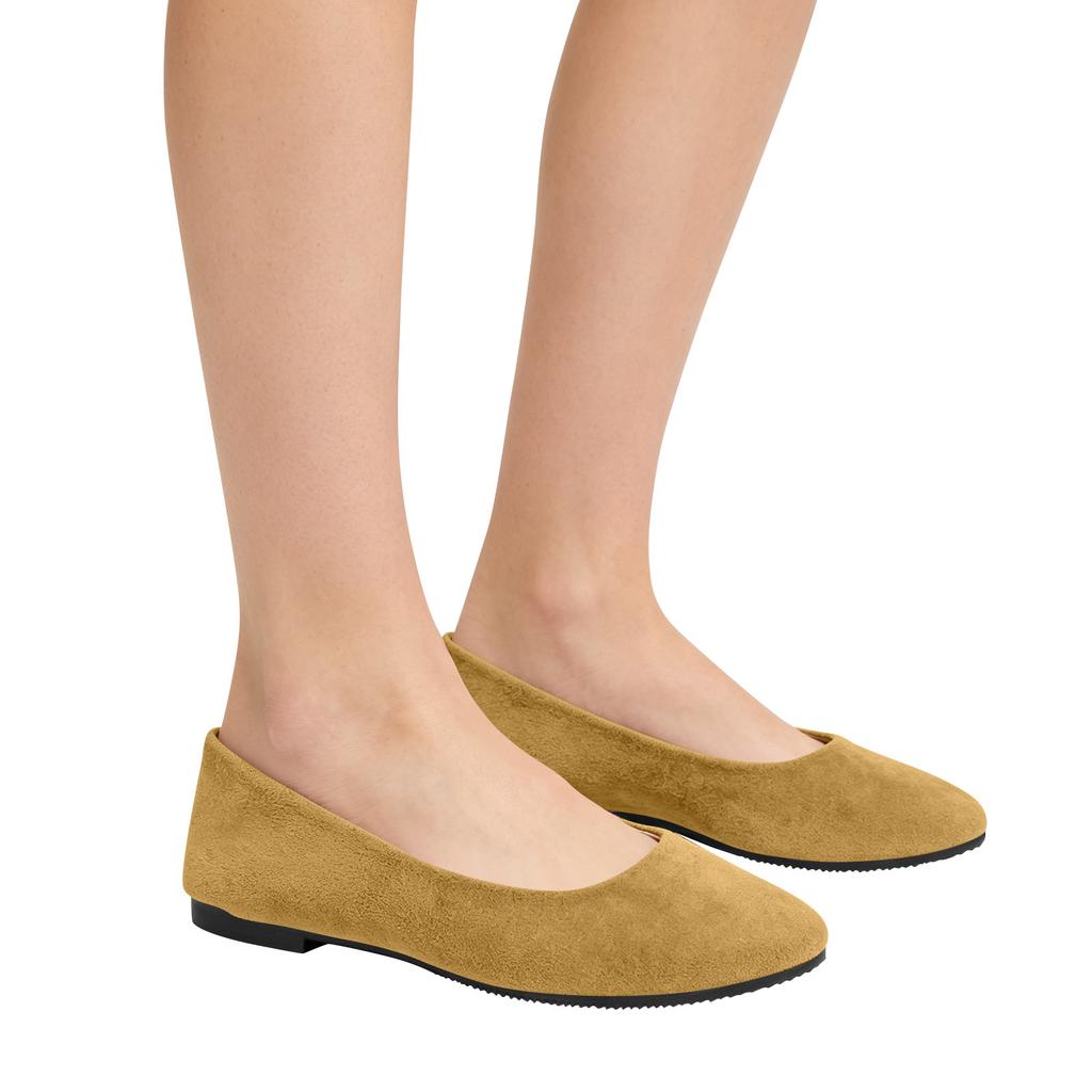 Women's Pointed Toe Flat Shoes Slip On Ballet Style Low Heel Casual Comfortable Soft Material Footwear