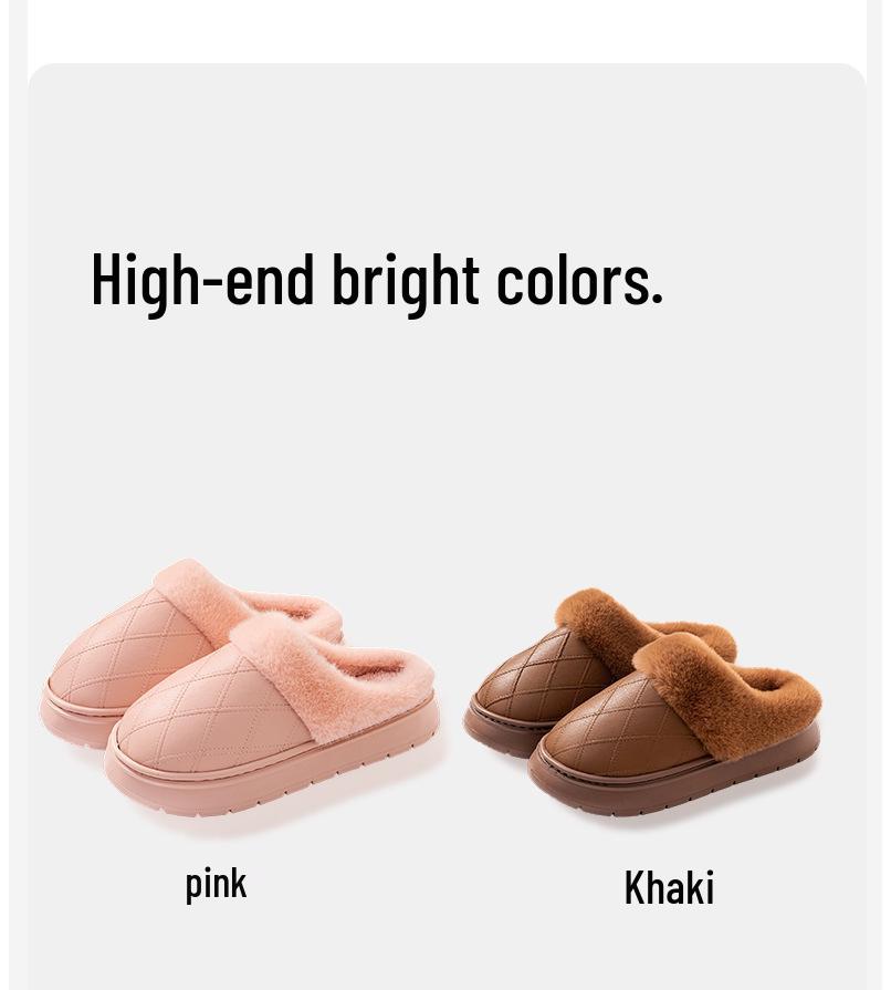 Damen Wasserdichte Baumwollpantoffeln - Herbst/Winter 2025, Samtgefüttert, Warm, Dicke Sohle, Innen-/Außenbereich