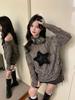 Women's Star Design Off-Shoulder Long-Sleeve T-Shirt - Spicy Girl Autumn Edition, Loose Fit with Drawstring Hem