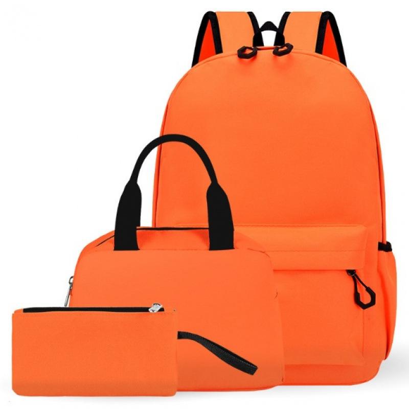 Large Capacity Schoolbag with Shoulder Strap; Student Three-piece Pencil Case Set