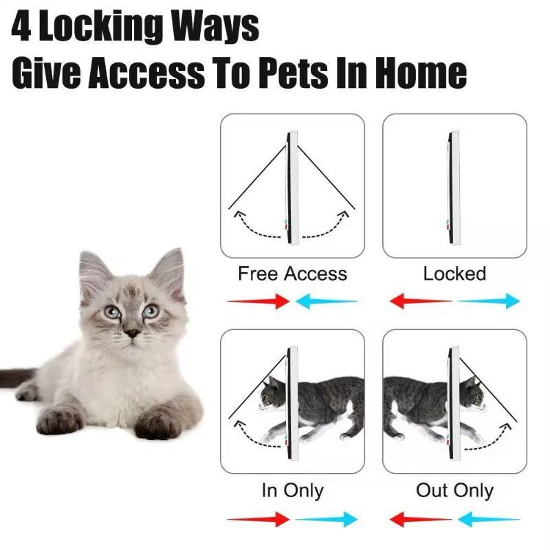 Gattaiola Impermeabile 4 Vie di Chiusura Sportellino Trasparente Design Insonorizzato per Interno Esterno Casa Ufficio Uso Animali Domestici