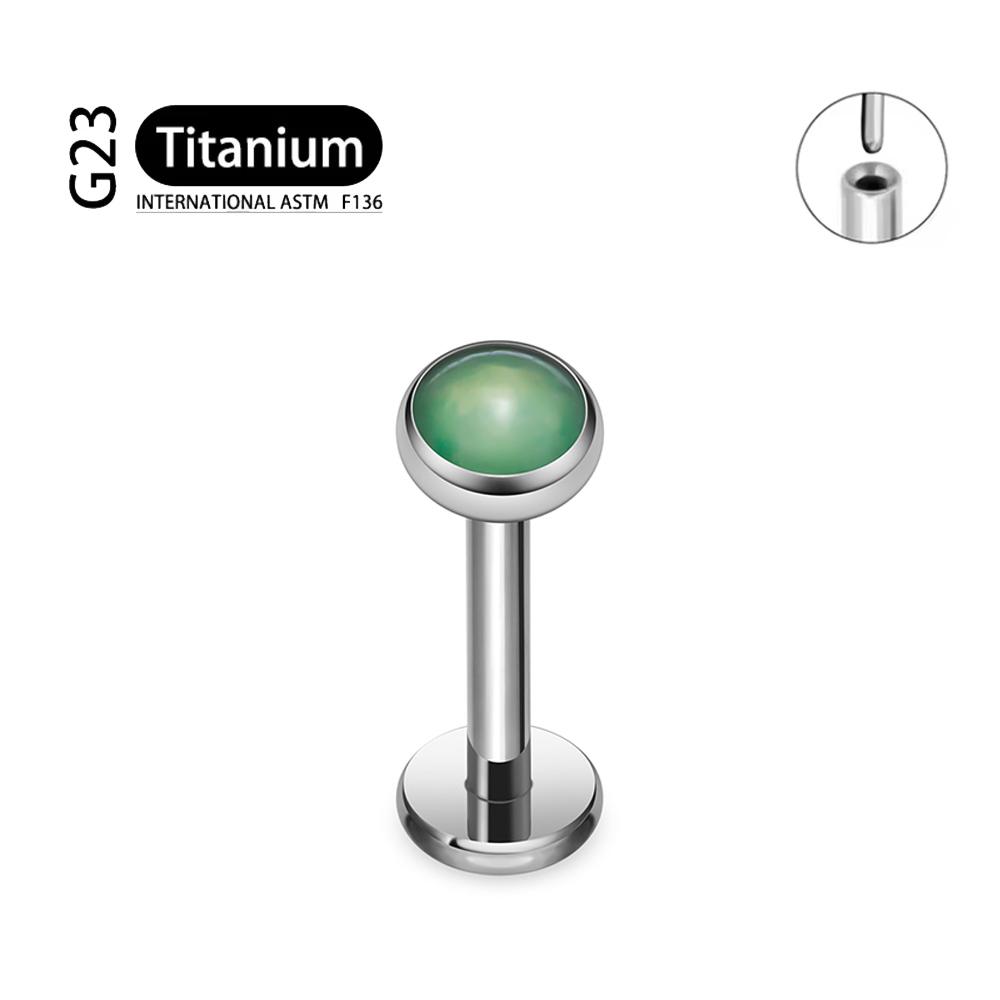 G23 Titanium Circular Needle Ear Lip Studs with Natural Stone Top Labret Tongue Nose Stud Earrings Body Piercing Jewelry